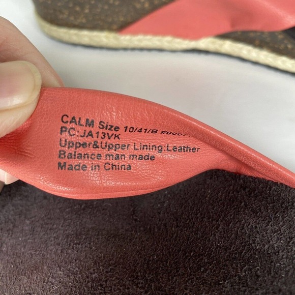 Dr. WEIL Orthaheel Calm Coral Pink Leather Thong Wedge Sandals Sz 10/41 - Picture 7 of 9